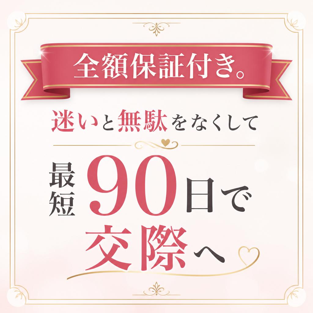 全額保証付き。迷いと無駄をなくして最短90日で交際へ