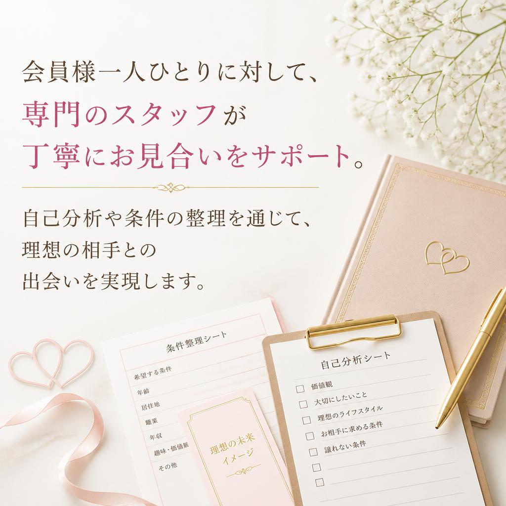 個別での丁寧なお見合いサポート