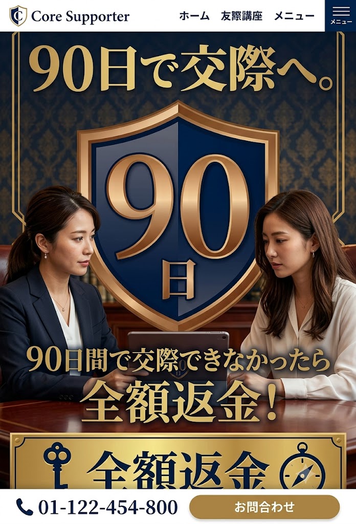 90日で交際へ。90日間で交際できなかったら全額返金！