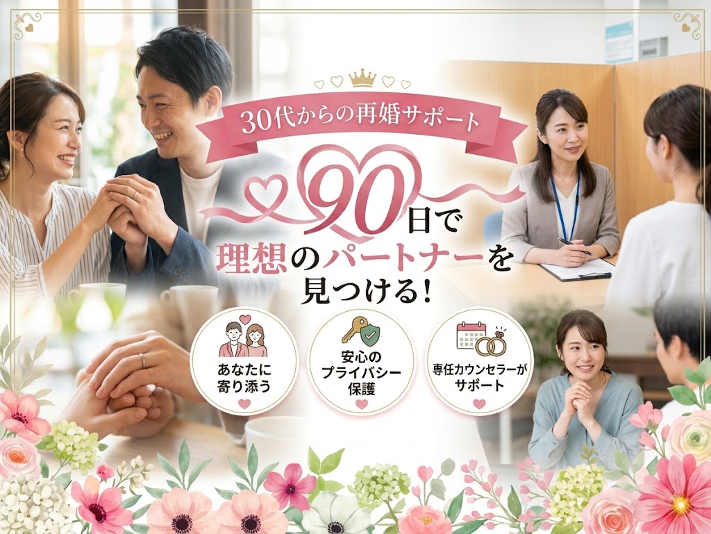 30代からの再婚サポート、90日で理想の出会いを実現！