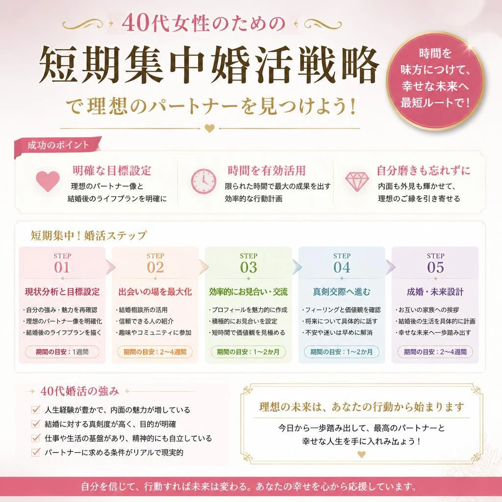 40代女性のための短期集中婚活戦略で理想のパートナーを見つけよう！
